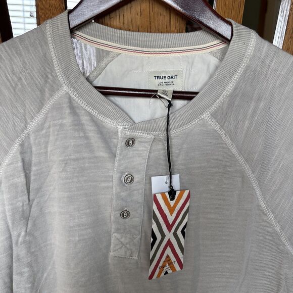 TRUE GRIT Pullover Shirt Mens XL Pullover Cotton Retro OFF WHITE New W/Tags - Picture 2 of 5